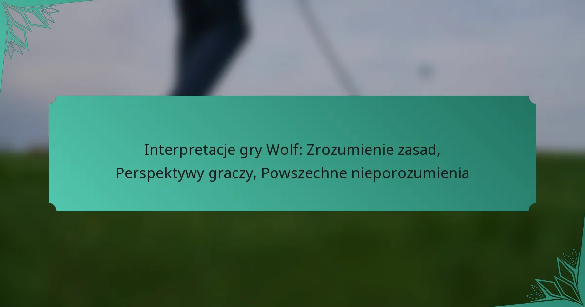 Interpretacje gry Wolf: Zrozumienie zasad, Perspektywy graczy, Powszechne nieporozumienia