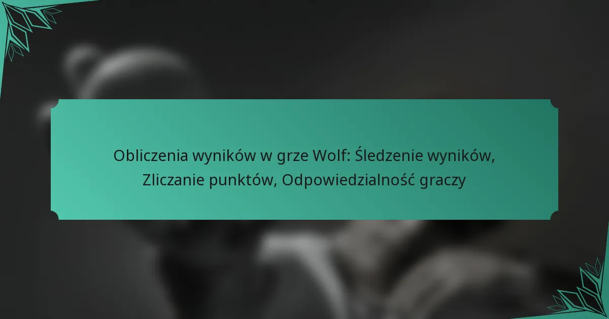 Obliczenia wyników w grze Wolf: Śledzenie wyników, Zliczanie punktów, Odpowiedzialność graczy