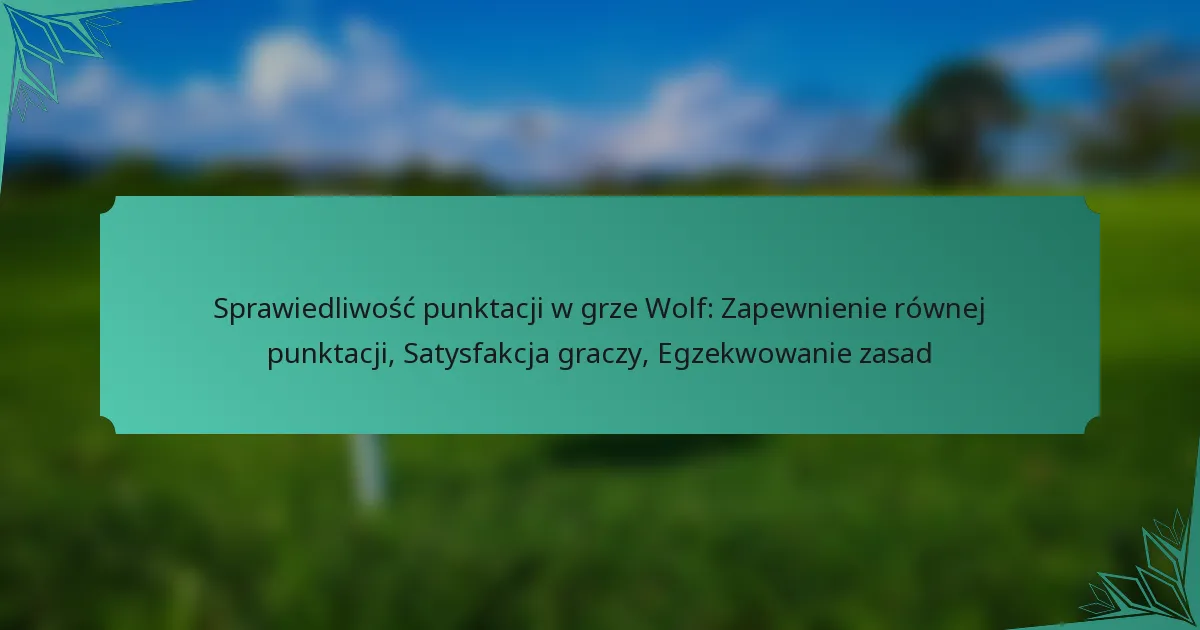 Sprawiedliwość punktacji w grze Wolf: Zapewnienie równej punktacji, Satysfakcja graczy, Egzekwowanie zasad