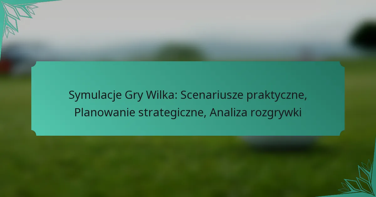 Symulacje Gry Wilka: Scenariusze praktyczne, Planowanie strategiczne, Analiza rozgrywki