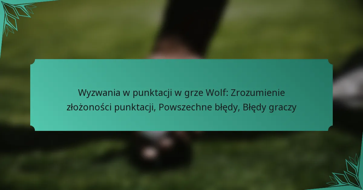 Wyzwania w punktacji w grze Wolf: Zrozumienie złożoności punktacji, Powszechne błędy, Błędy graczy